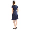 thumbnail image 3 of MAISON JULES Womens Navy Short Sleeve V Neck Fit + Flare Dress M, 3 of 3