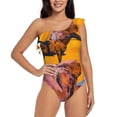 thumbnail image 4 of Daiia Cliff Western Cowboy Women's One Piece Swimsuits Personalized One Shoulder Swimwear Asymmetric Ruffle Bathing Suits-X-Large, 4 of 8