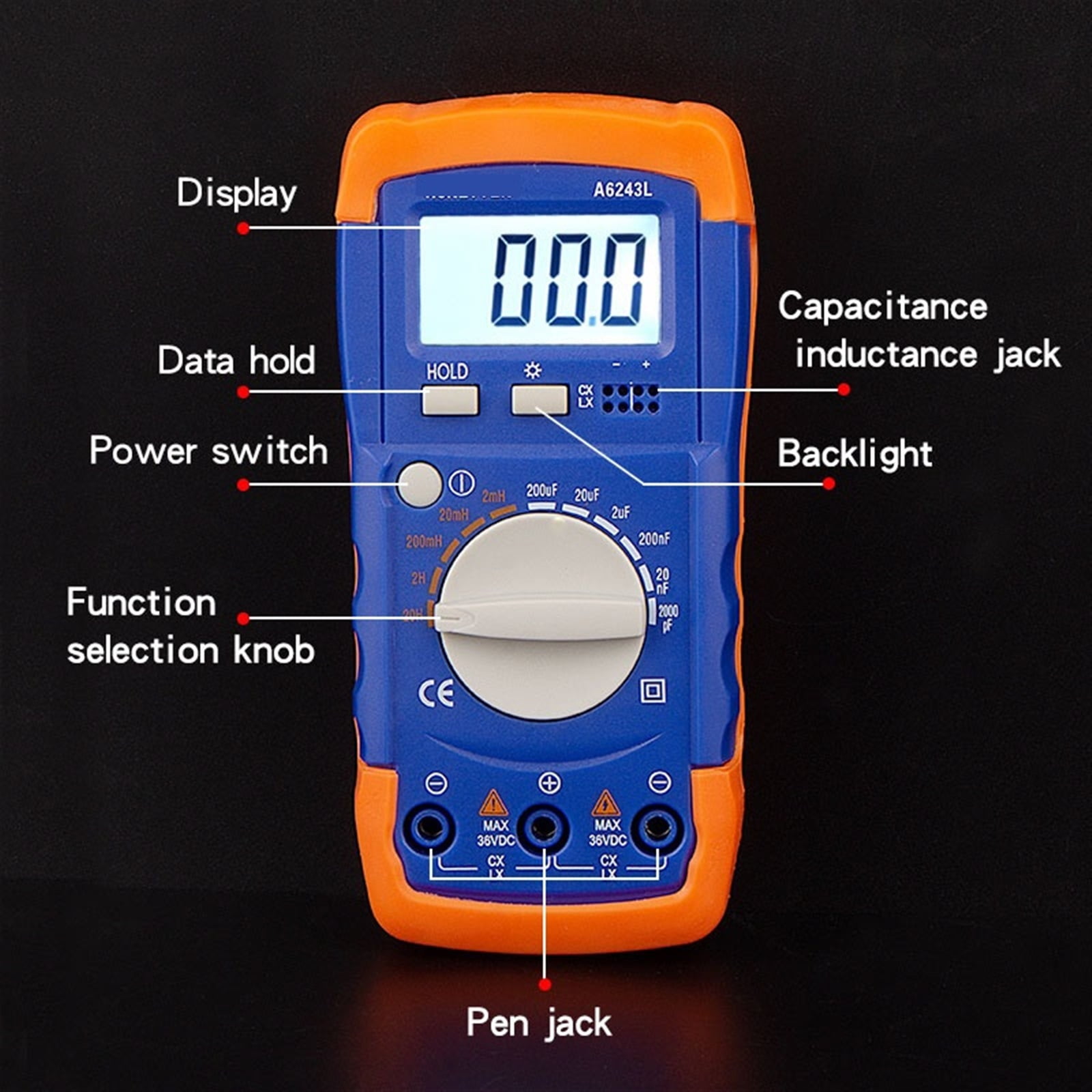 A6243L Digital LC Meter Multimeter Professional Capacitor Tester Automotive Inductance Capacitance Meter Tester Analog ,High Accuracy