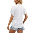thumbnail image 4 of WREESH Women's Ruched Tunic Tops Fashion Round Neck Short Sleeve Solid Color Loose Blouse Outfit White, 4 of 5
