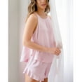 thumbnail image 3 of Conjunto de pijamas cortos sin mangas, cuello redondo, cómodo, suave, dobladillo con volantes, cintura elástica, pantalones cortos sueltos, conjunto de pijamas para dormitorio, 3 of 7