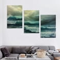 thumbnail image 4 of JRXY Ocean Waves Print Wall Art, Long Narrow Horizontal Canvas Wall Art for Lake House Decor, Beach Painting for Bedroom Over Bed Decor Artwork 12''x16''X3 Panels 12x16x3pcs, 4 of 4