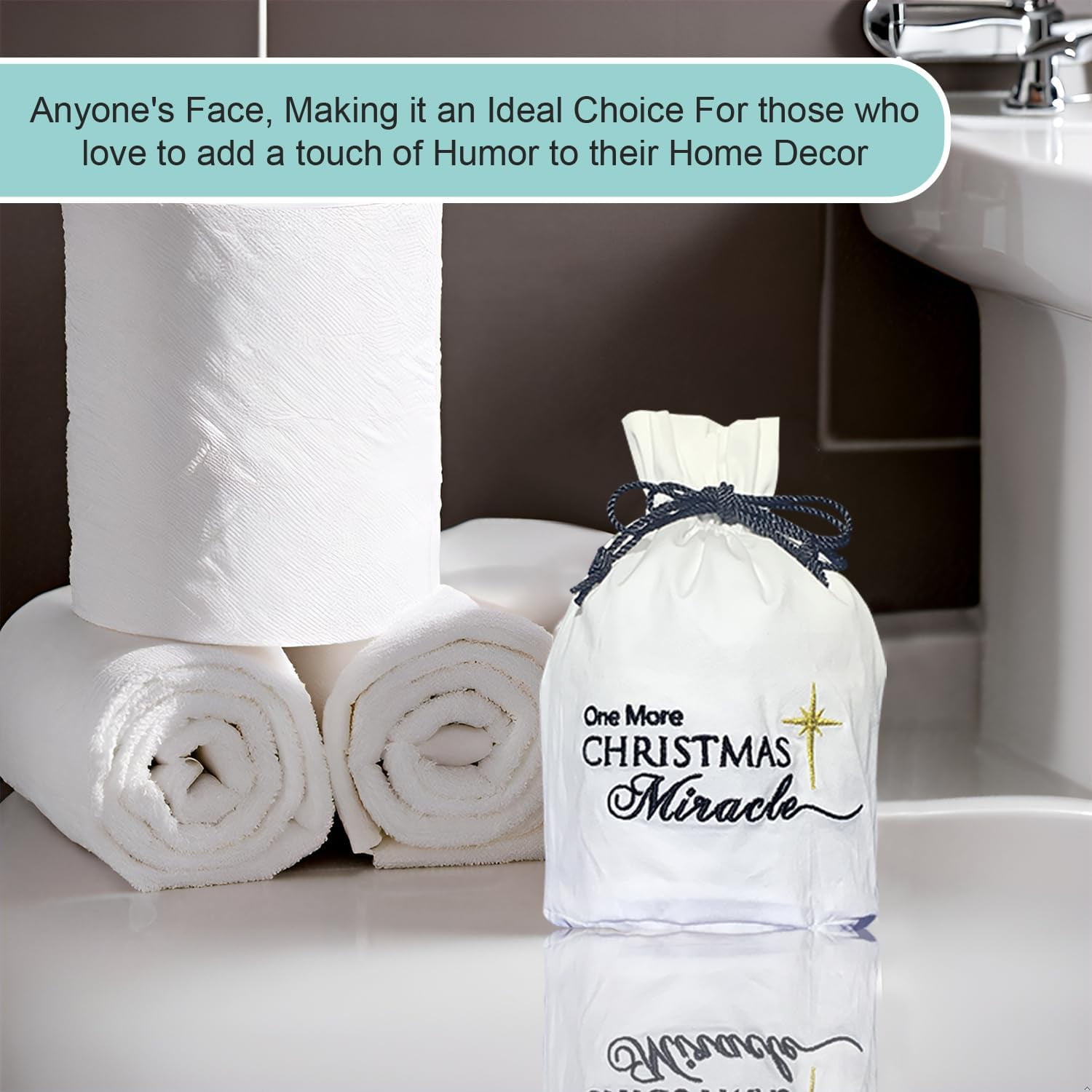 Born Uncommon Toilet Paper Roll Cover - 9" x 5.5" Reusable Cotton Toilet Paper Cover with Drawstring Closure – Decorative Bathrooms Tissue Roll Storage Bag