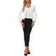 thumbnail image 2 of Blazer de oficina para mujeres sin cuello, chaqueta de traje casual de negocios, blazer corto en color crema blanco, 2 of 6