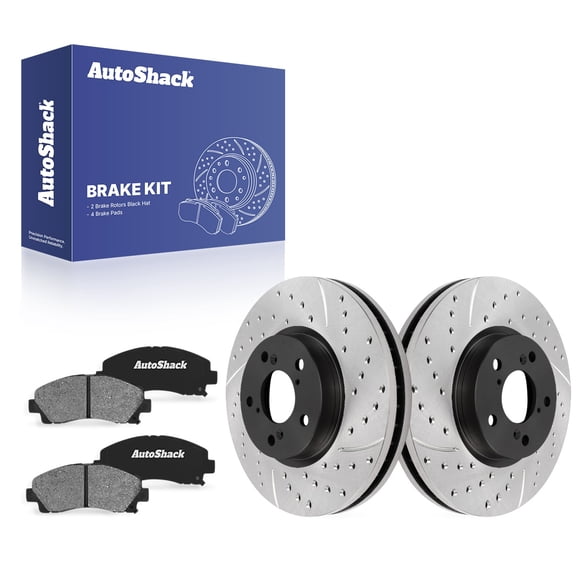 AutoShack Front Vented Drilled & Slotted E-Coated Brake Rotors   Ceramic Pads 6-PC Brake Kit Replacement for 2006-2011 Honda Ridgeline ShadowGuard 12.6" (320 mm)