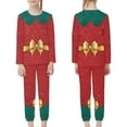 thumbnail image 3 of Renewold Elf Bow Family Pajama Set of 2 Christmas O-neck Pullover Tops & Sweatpants Softness Home Life Long Sleeve Sleepwear Shirts for 3-4 Years Old Kids, 3 of 5