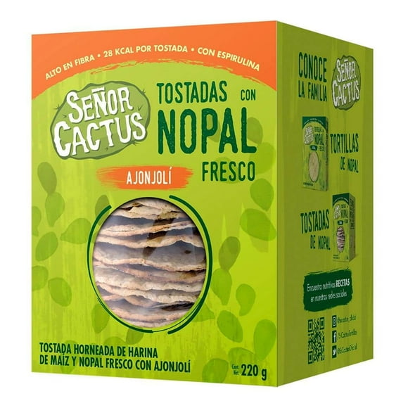 Tostadas de nopal Señor Cactus con ajonjolí horneadas 220 g