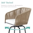 thumbnail image 3 of Best Choice Products Set of 2 Woven Wicker Swivel Barstools, Patio Bar Height Chairs w/ 360 Rotation - Natural/Ivory, 3 of 8