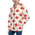 thumbnail image 2 of JUNZAN Happy Canada Day Print Kids Zip Up Hoodies Long Sleeve for Boys or Girls Casual Oversized Jackets with Pocket Loose Tops- Small, 2 of 6