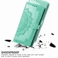 thumbnail image 6 of SaniMore for Samsung Galaxy S22 6.1" 2022 Wallet Case with Embossed Mandala PU Leather Flip Protection Wrist Strap Credit Card Holder Pocket Kickstand Shockproof Case for Galaxy S22 6.1" 2022, Green, 6 of 11