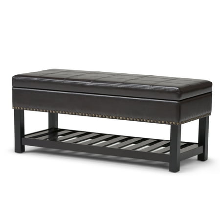 Brooklyn + Max Leon 44 inch Wide Transitional Ottoman Bench in Tanners Brown Faux