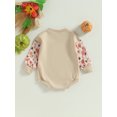 thumbnail image 3 of Infant Baby Girls Halloween Casual Crew Neck Romper Long Sleeve Letter Floral Pumpkin Print Jumpsuit, 3 of 8