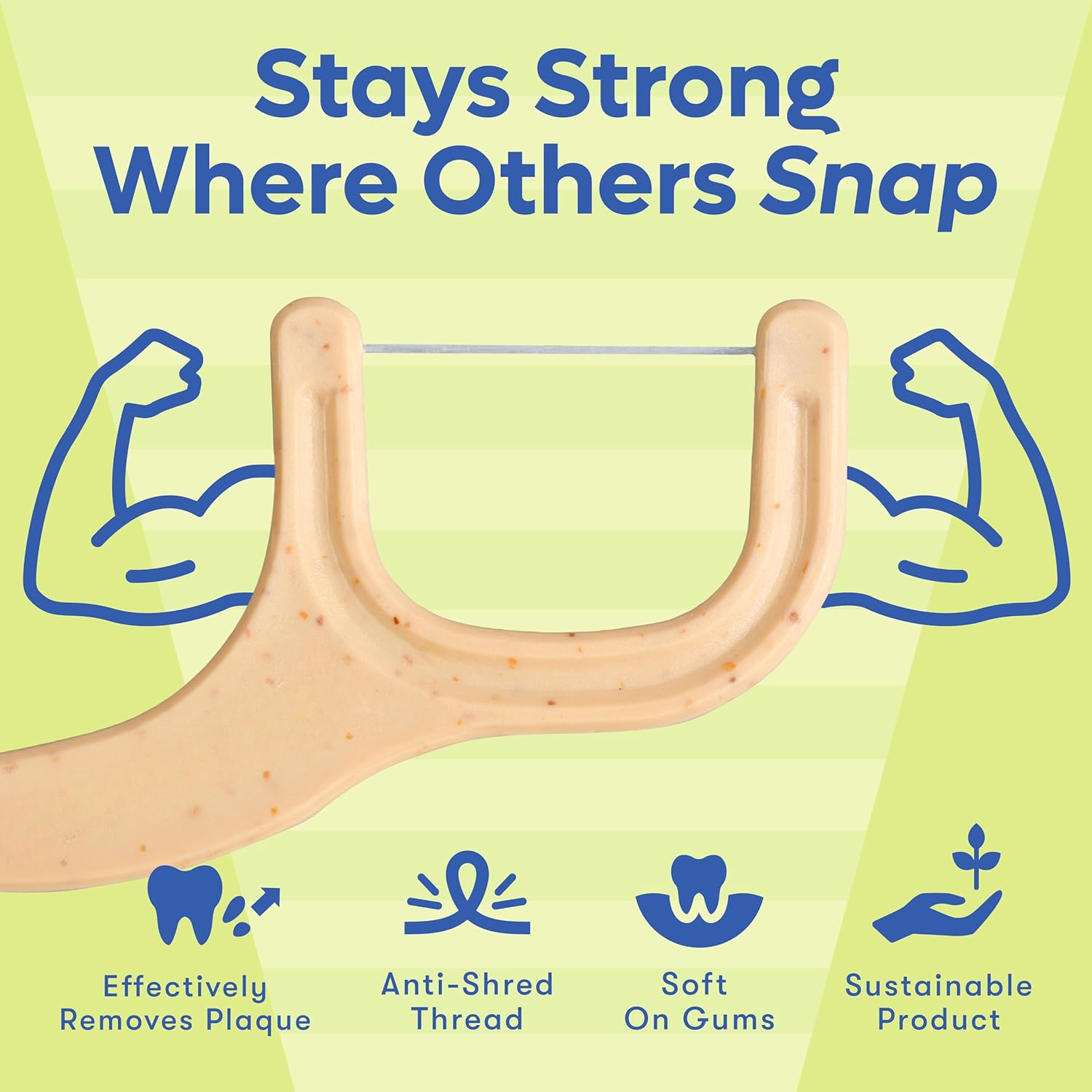 Biodegradable* Dental Floss Picks - Thin Thread Tooth Flossers for Adults & Kids, Eco-Friendly Handle, Straw Wheat Toothpick Soft on Gum & Teeth, Compostable* Zero Waste Vegan, 200 Mint