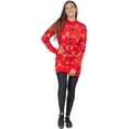 thumbnail image 2 of Ugly Christmas Sweater Dress Lights Red Reindeer Snowflakes Knit Sweater, 2 of 3