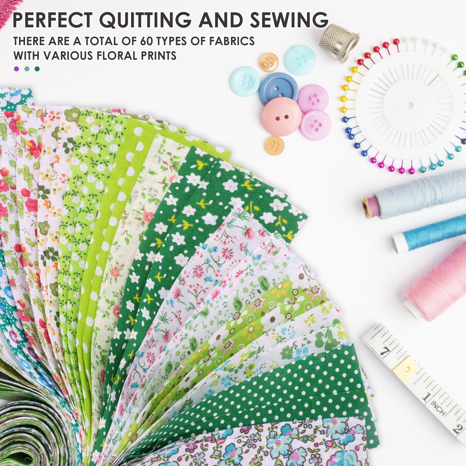 120Pcs Cotton Quilting Fabric Soft Colorful Printed Sewing Fabric Multipurpose Pre Cut Strips for DIY Handmade Crafting,6.5*50cm
