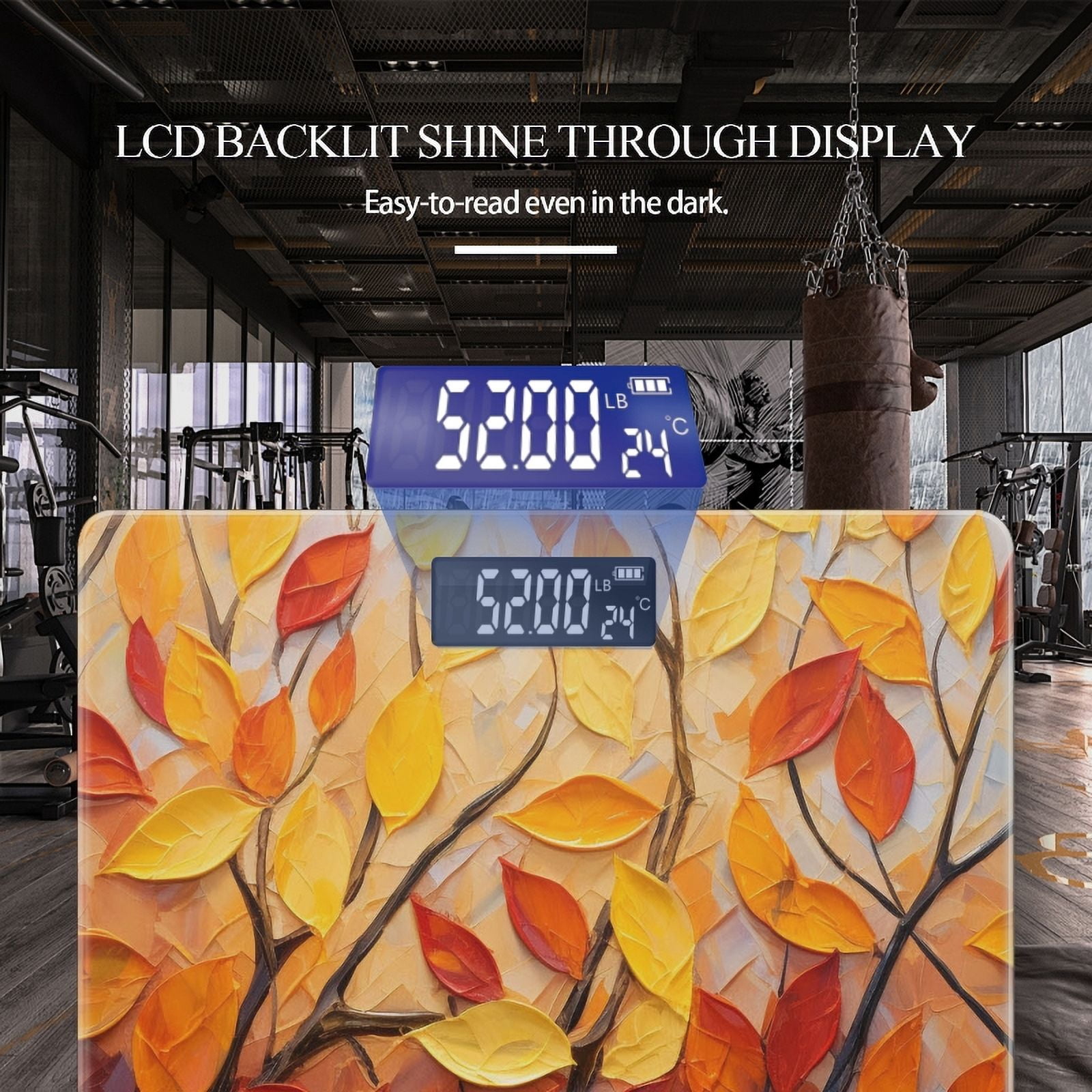 Bathroom Scale, Highly Accurate Digital Body Scale,Precisely Measures Weight up to 400 lbs-Autumn Leaves On Tree Branches With Warm Colors