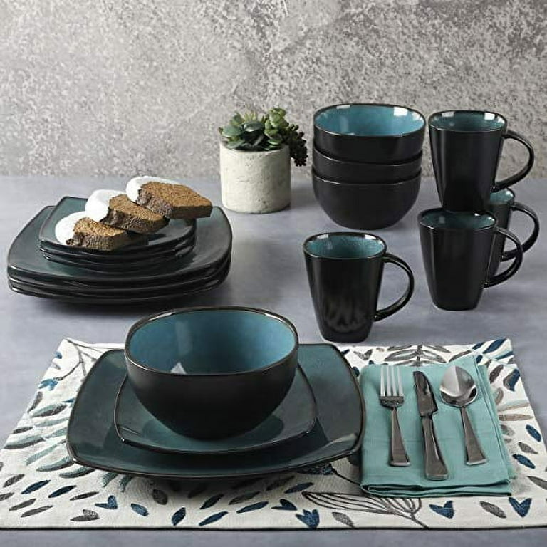 Teal square outlet dinnerware