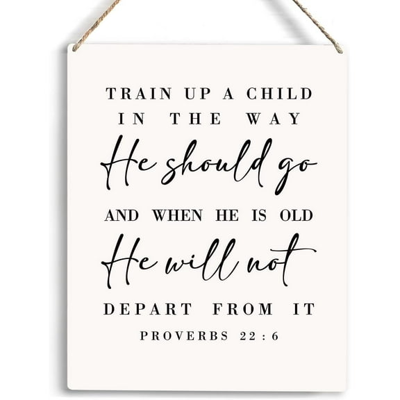 Christian Inspirational Wall Art Train Up A Child In The Way He Should Go Wooden Hanging Sign Christian Bible Verse Wall Art Decor Rustic Home Office Decoration Wall Decor 8x10 Inch