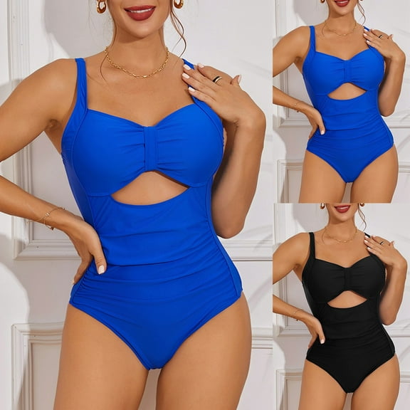 UTSJKR Women Tummy Control Solid Swimsuits Sexy Mesh Sleeveless Swimwear Spaghetti Straps Bathing Suit One Piece Swimsuit Black M