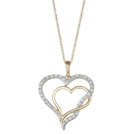 1/6 CTTW Diamond Heart Pendant Necklace in 10K Yellow Gold