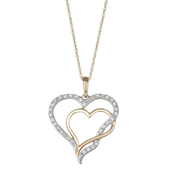 1/6 CTTW Diamond Heart Pendant Necklace in 10K Yellow Gold