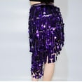 thumbnail image 3 of BLTIBY Sparkly Sequin Skirt for Women Fringe Hip Scarf Tassel Belly Dance Skirts Party Rave Festival Outfits Costumes Purple 2 Free Size, 3 of 5