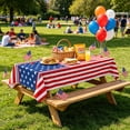 thumbnail image 4 of Americans Flag Tablecloth for Independence Day Party Decoration, Red White Blue Plastic Disposable Table Cover, 137 x 274 cm, 1 Piece, 4 of 6