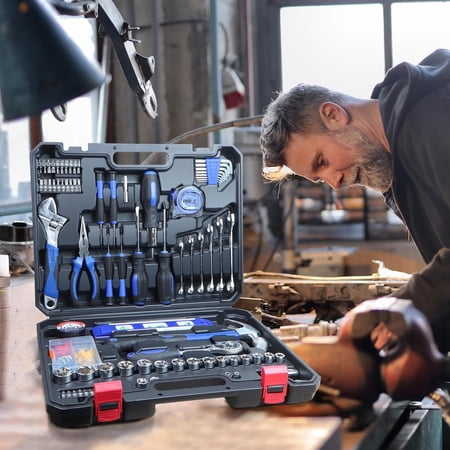 Home Tool Kit Tool Set 146 Pieces Metric Household Hand Tool Kit,Auto Repair Tool Set with Portable Toolbox for Homeowner, Diyer, Handyman