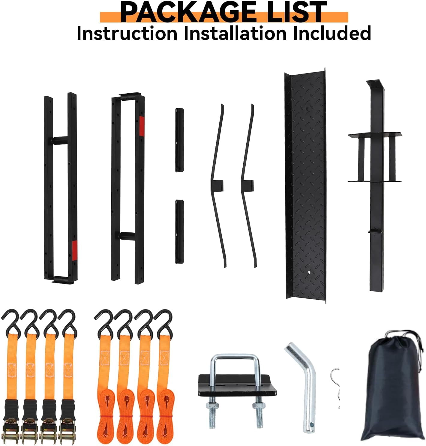 Yesurprise 500LBS Motorcycle Hitch Carrier, Heavy Duty Steel Dirt Bike Hitch Hauler with Tie-Down Straps & Hitch Tightener, 2" Receiver, 5" Wide Tire