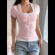 thumbnail image 5 of Blusa Informal de Corta con Botones Henley Acanalados para Mujer, -Verano 2025, 2 Piezas Rosa M, 5 of 9