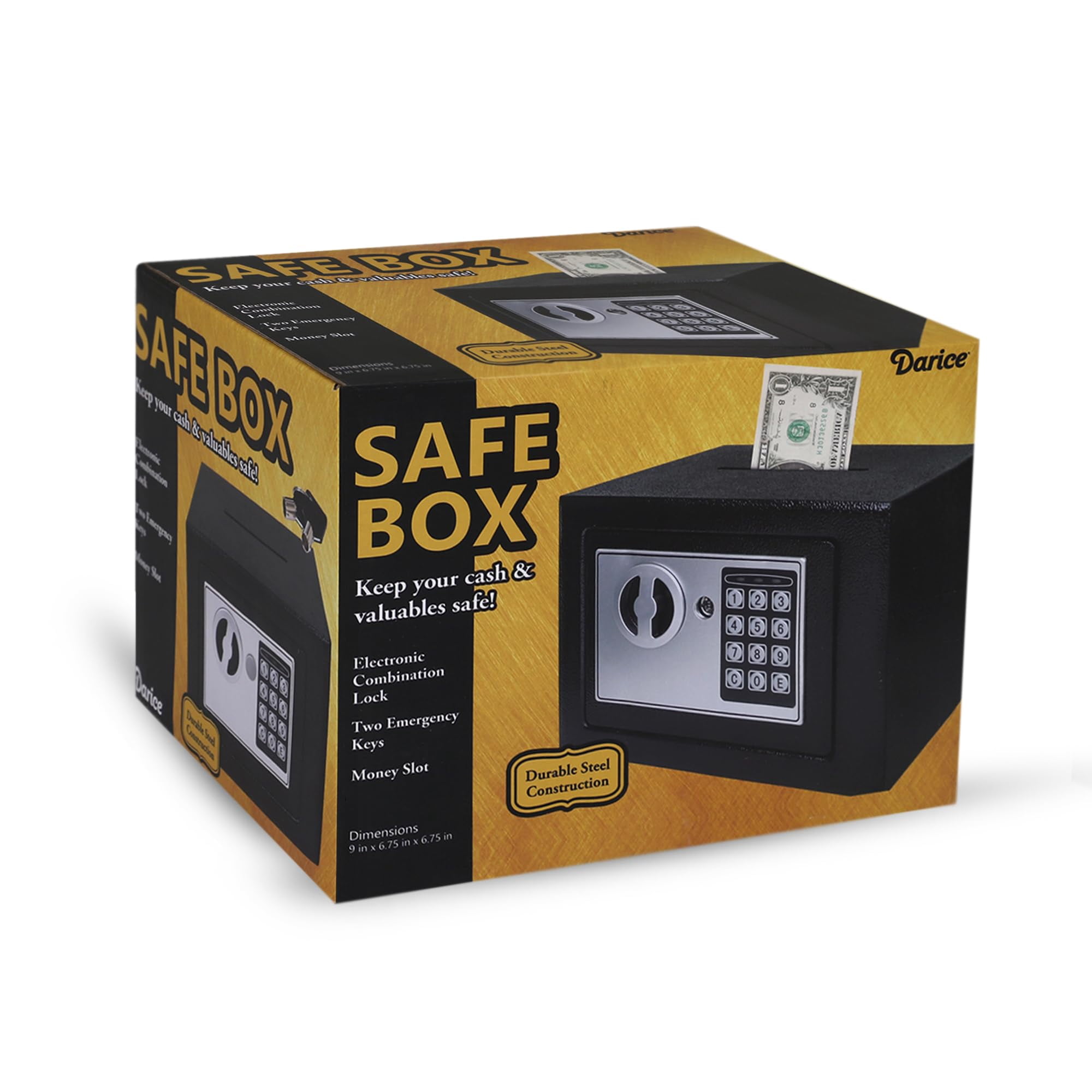Darice Safe Box for Money – Safe with Electronic Combination Lock