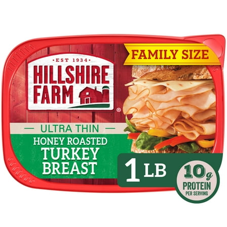 Hillshire Farm Ultra Thin Sliced Honey Roasted Turkey Breast Lunchmeat, 16 oz Plastic Tub, Refrigerated