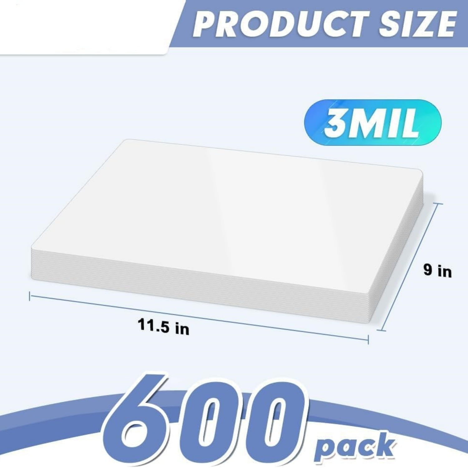 "600 Pack Thermal Laminator Pouches Holds 8.5 x 11 Inch, 3 Mil Clear Laminator Paper 9 x 11.5 Inch, Letter Size "