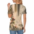 thumbnail image 5 of Edvintorg Womens Tops Summer Printed Loose Fit Crew Neck Short Sleeve Lightweight Comfy Casual Pullover Shirts Plus Size Fashion Khaki XXL, 5 of 5