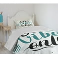 thumbnail image 4 of Ambesonne Chill Quilted Bedspread Set 2 Pcs, Positive Vibes Calligraphy, Twin Size, Teal Black Beige, 4 of 6