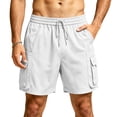 thumbnail image 3 of Sentmoon Shorts Cargo Shorts for Men Relaxed Fit Drawstring High Elastic Waist Solid Color Mens Running Shorts Beach Items for Pool and Party S-3XL, 3 of 8