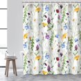 thumbnail image 3 of Floral Shower Curtain, Flower Shower Curtain, Colorful Flower Shower Curtain for Bathroom, Green Leaf and Wildflower Shower Curtain, 72" x 72" Inches, 3 of 6