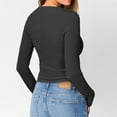 thumbnail image 5 of Women's Long Sleeve Henley Ribbed Fall Top Casual Winter T-Shirt, 5 of 9