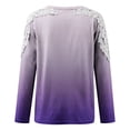 thumbnail image 5 of Leesechin Womens Tops Long Sleeve Deals Plus Size Solid Round-Neck Lace Hollow Out Long Sleeve Pullover Slimming Blouse T-shirt Tops in Clearance, 5 of 5