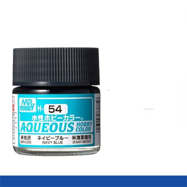 Mr. Hobby Aqueous H54 Semi-Gloss Navy Blue Acrylic Paint 10ml for Scale Models & Miniatures