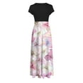 thumbnail image 5 of SMihono Robe Maxi Bohème d'Été pour Femmes Grande Taille Robe d'Été Colorée à Imprimé Floral Manches Courtes Robes de Plage Décontractées Maxi Robe de Plage, 5 of 5