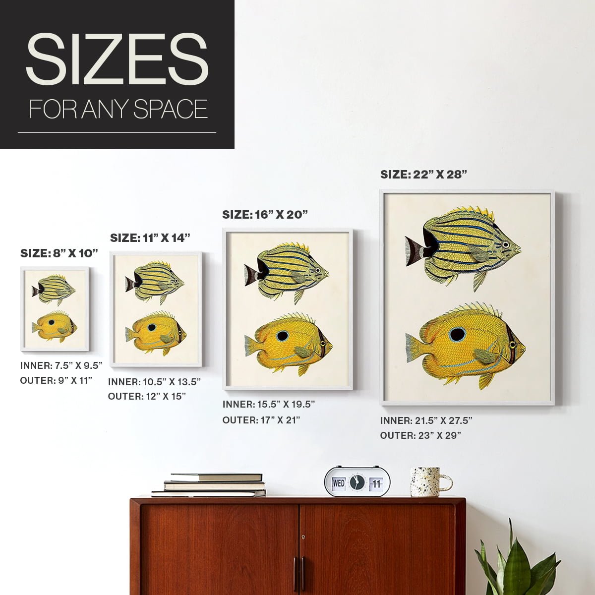 Yellow & Grey Fish III Framed Print - Solid Wood in Single Picture Frame Solid Wood 2 Framed Print