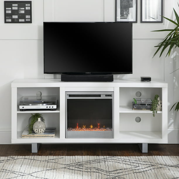 Manor Park Modern Fireplace Tv Stand, Tv Stand With Fireplace White Contemporary