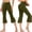 Army Green, variant on Women'S Flared Capri Pants Elastic Waist Cropped Pants with Pockets Casual Stretchy Yoga Trousers for Summer Daily