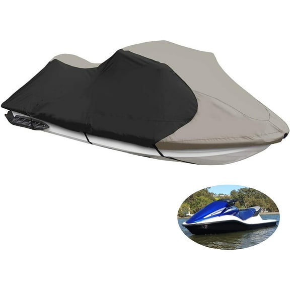 Genrics Trailerable Watercraft Jet Ski Cover Gray / Black Replacement for Watercraft Jetski PWC 136 Inch -145 Inch (3 Seater)