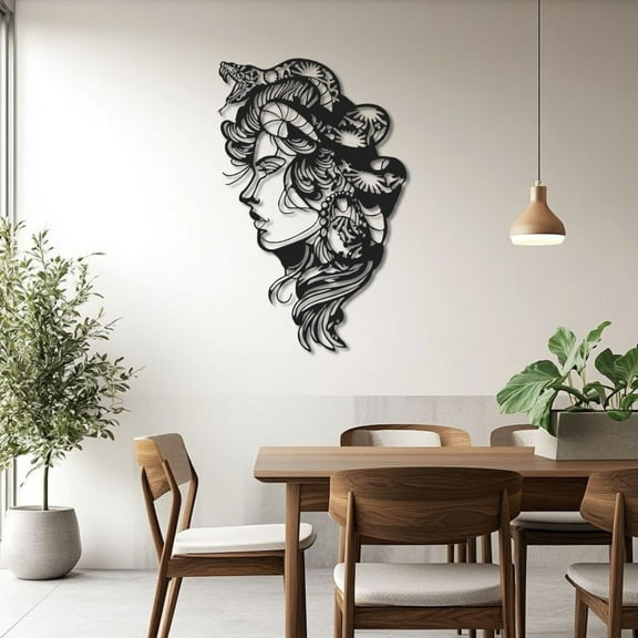 Woman Snake Head Metal Wall Art Decor