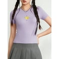 thumbnail image 4 of Mialoley T-Shirts Courts pour Femmes avec Nœud Imprimé Été Manches Courtes Basiques Décontractés pour Mode Urbaine, 4 of 9