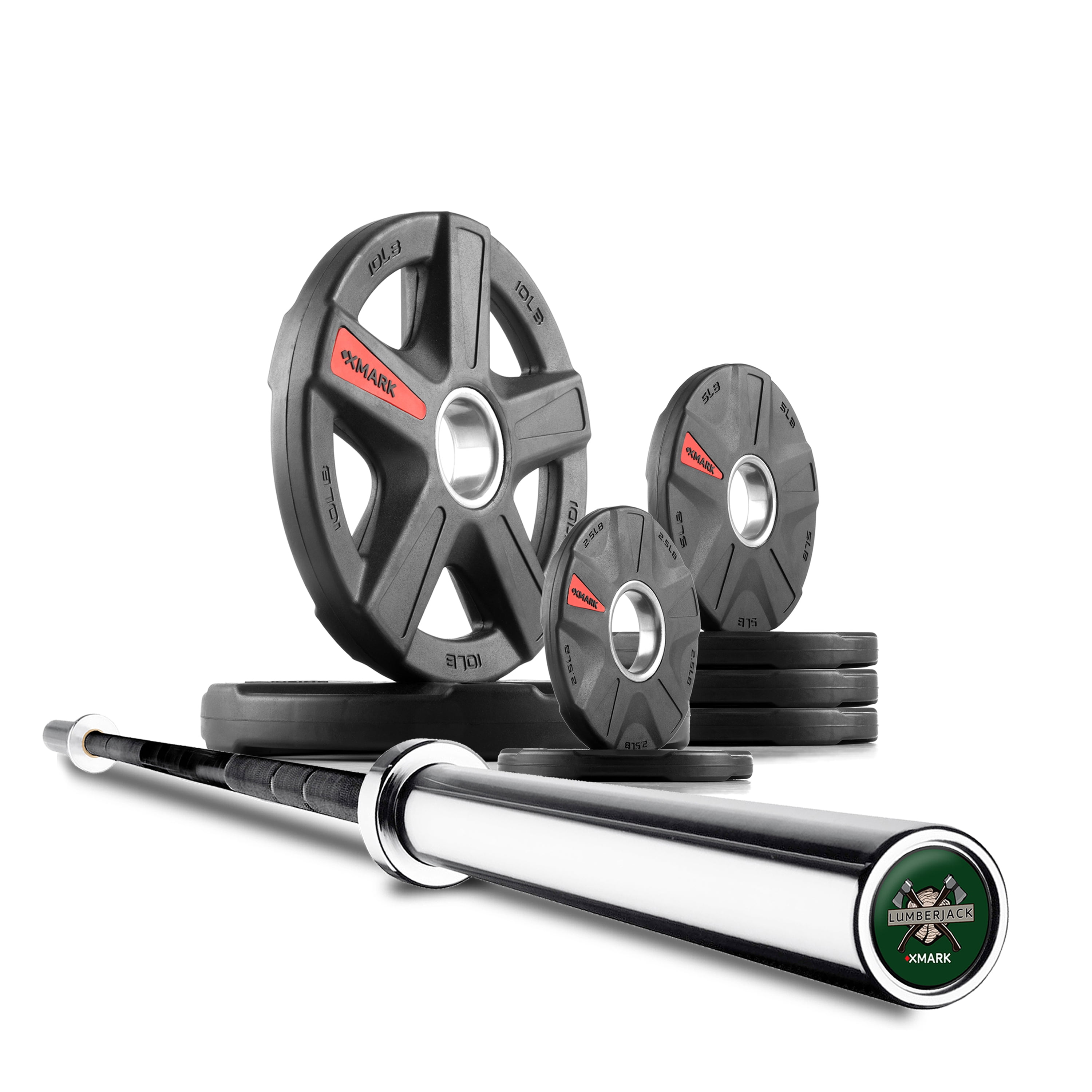 XMark LUMBERJACK 7' Olympic Bar, Chrome with Black Manganese Phosphate shaft, 28 mm grip AND 45