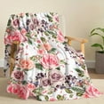 thumbnail image 4 of Warm Pink Roses Print Blanket Watercolor Style Blooming Pink Roses In The Garden Print Blanket Blanket Great Holiday Gifts for Classmates Friends Family LoversTravel Cars Office Home Decor, 4 of 7