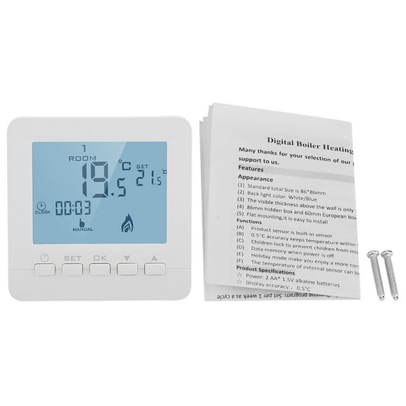 Thermostat Numérique 5a, Thermostat Programmable avec écran LCD Numérique pour Chauffage de la Chaudière